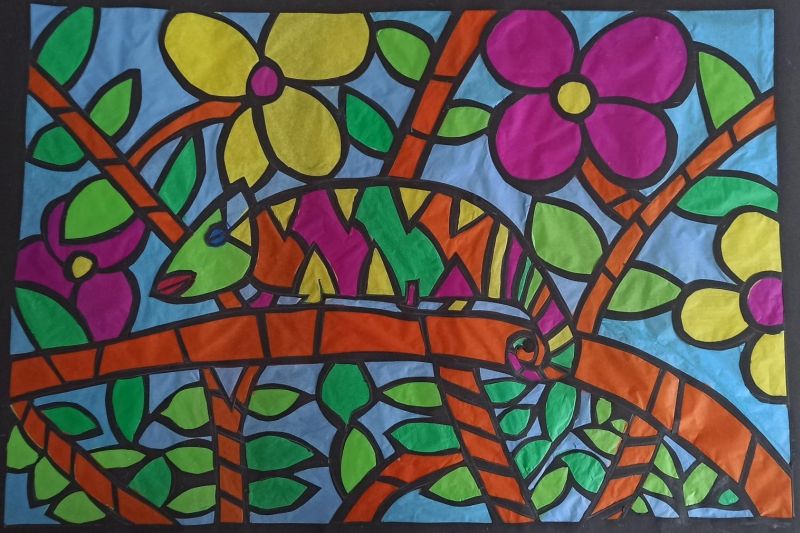 praca plastyczna, kameleon