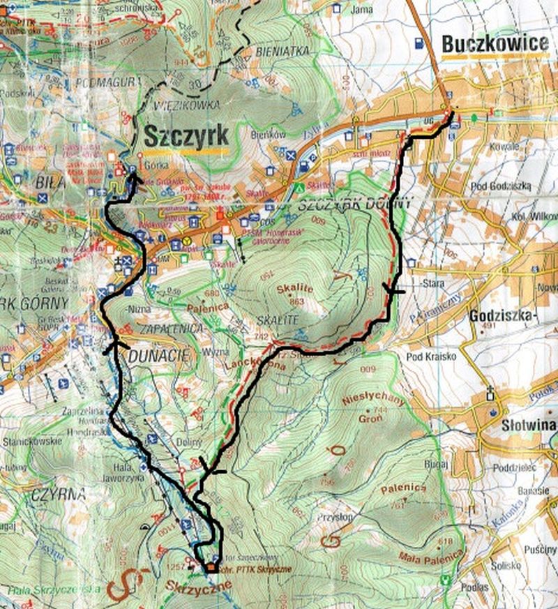 trasa rajdu oznaczona na mapie