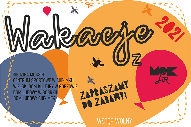 baner wakacje maly, kolorowe balony i napis wakacje