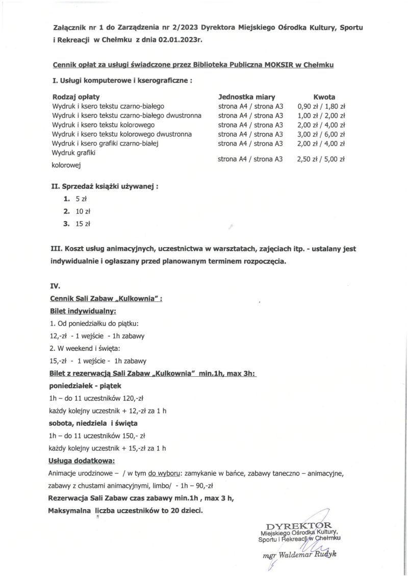 cennik kulkownia22 01 23