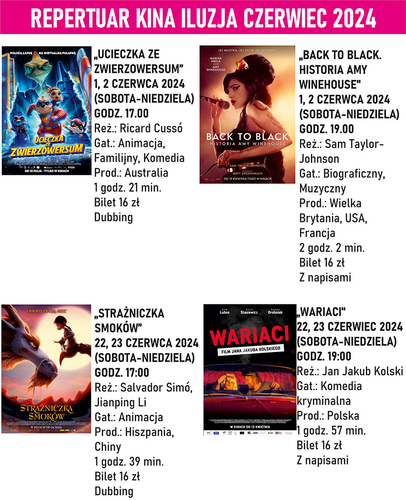 Repertuar Kina iluzja czerwiec 2024 plakat maly