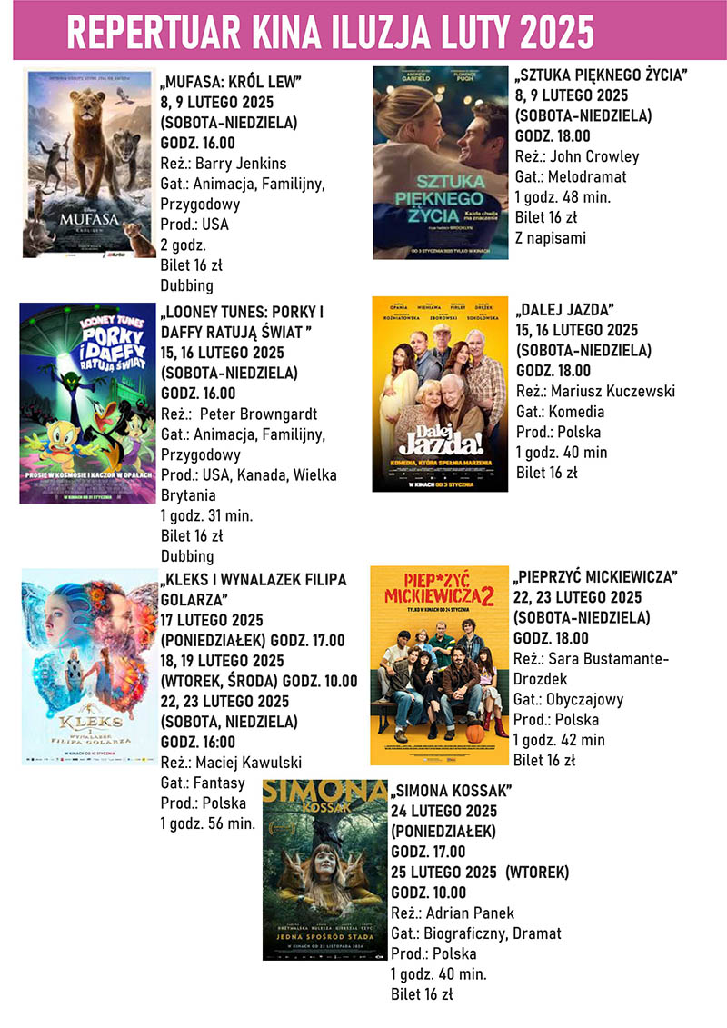 Repertuar Kina Iluzja Luty 2025 plakat maly