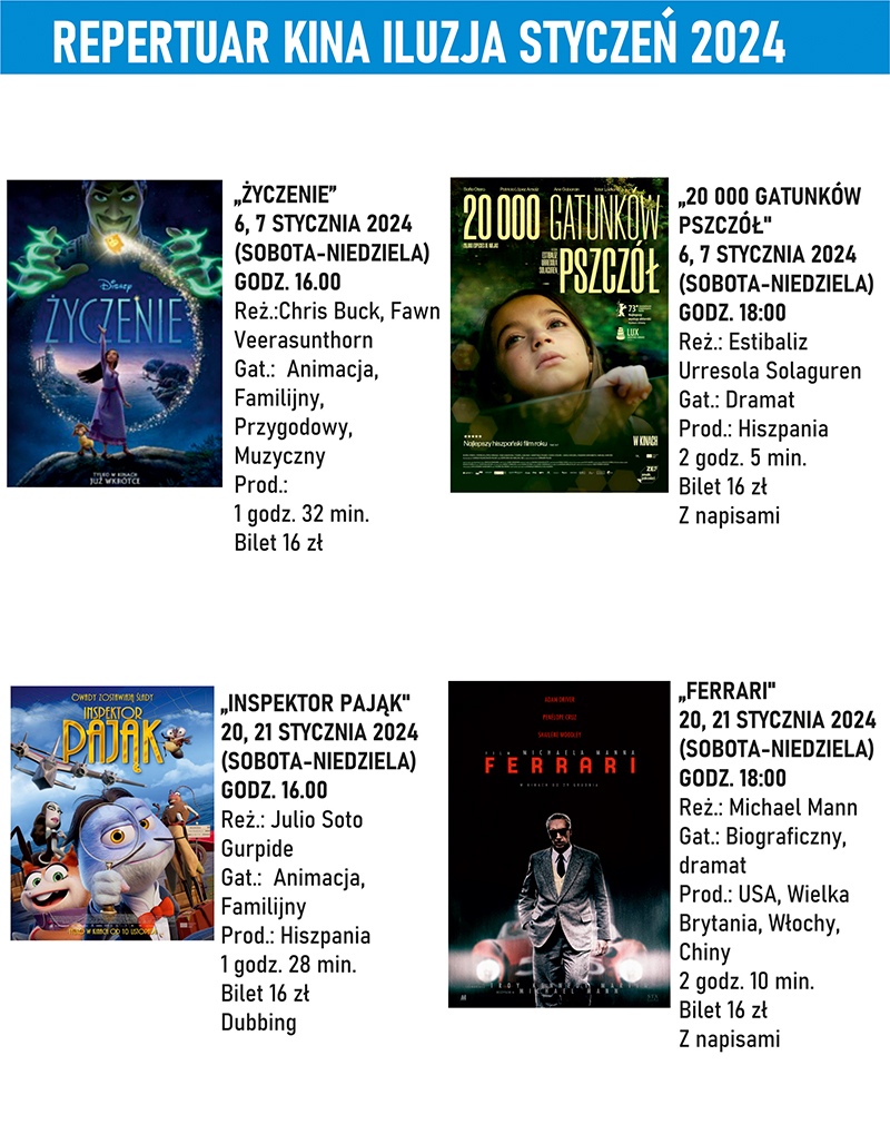 Repertuar Kina iluzja styczeń 2024 plakat maly